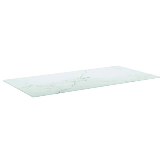 322258 vidaXL Table Top White 100x50 cm 6mm Tempered Glass with Marble Design