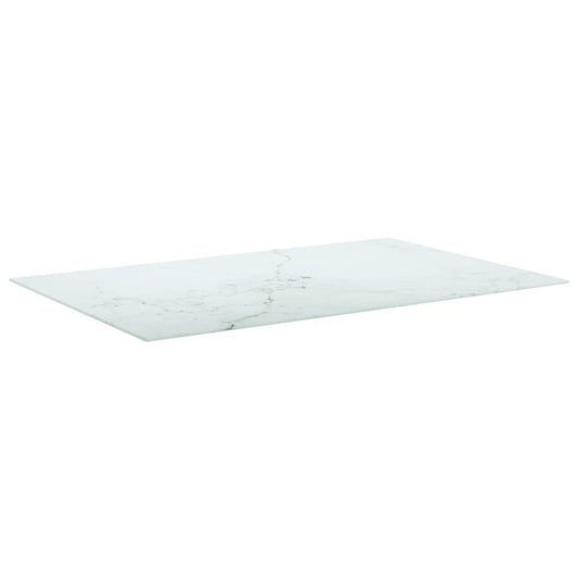 322259 vidaXL Table Top White 100x62 cm 8mm Tempered Glass with Marble Design
