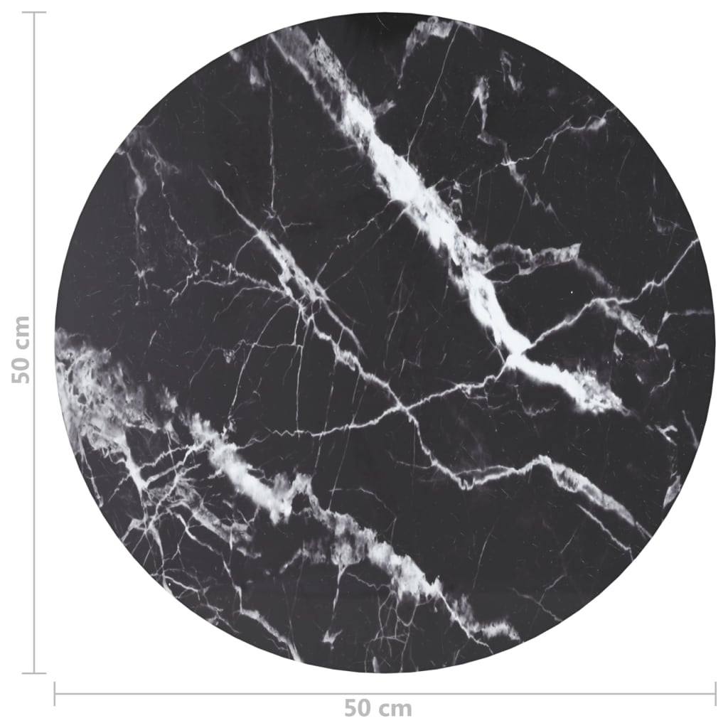 vidaXL Table Top | Black with marble design | Tempered glass | Medium