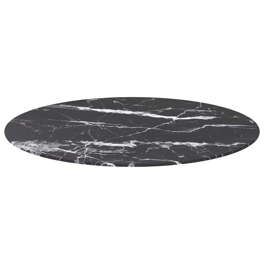 322266 vidaXL Table Top Black Ø80x1 cm Tempered Glass with Marble Design