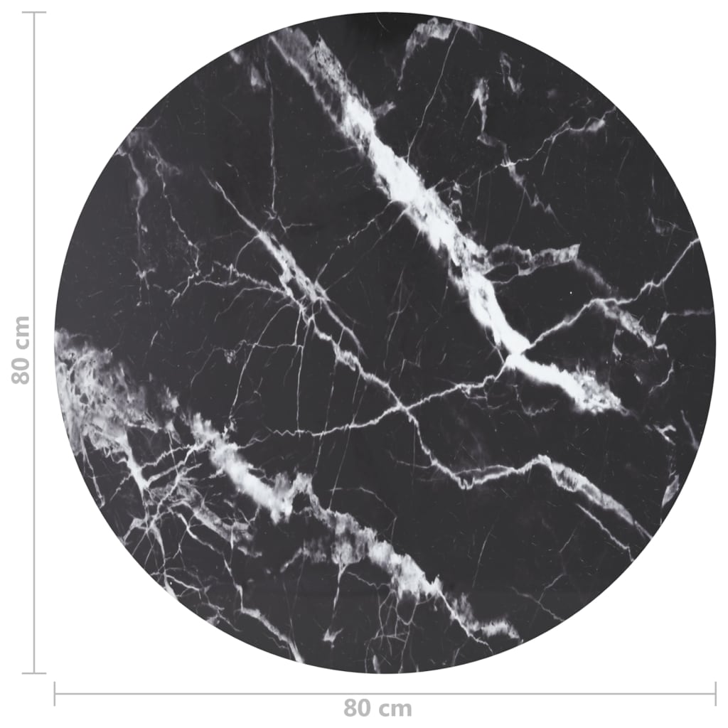 vidaXL Table Top | Black with marble design | Tempered Glass | Medium | Durable