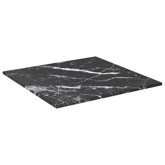 322268 vidaXL Table Top Black 30x30 cm 6 mm Tempered Glass with Marble Design