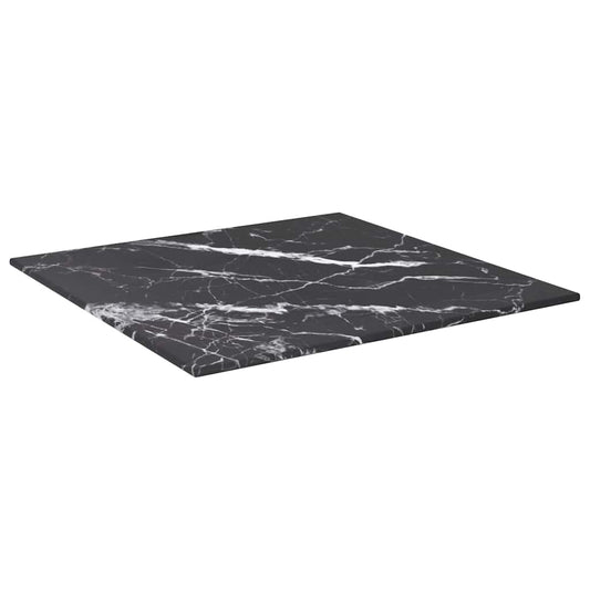 322269 vidaXL Table Top Black 40x40 cm 6 mm Tempered Glass with Marble Design