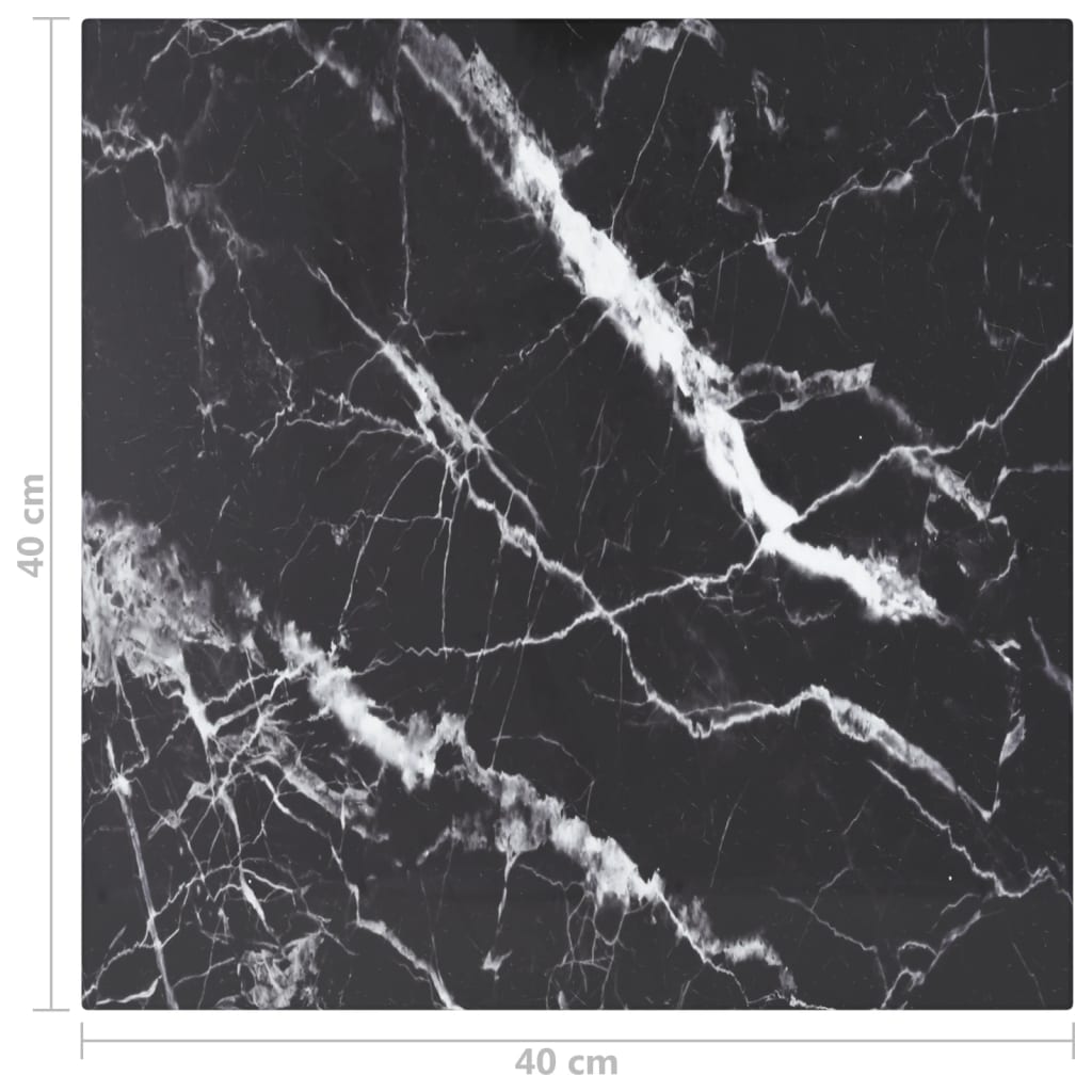 vidaXL Table Top | Black with marble design | Tempered Glass | 40 x 40 cm