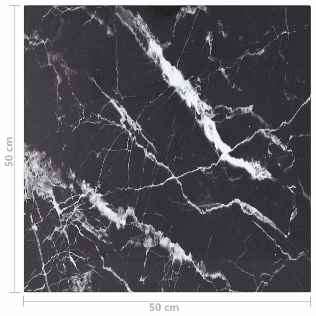 322270 vidaXL Table Top Black 50x50 cm 6 mm Tempered Glass with Marble Design