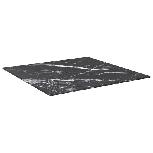 322271 vidaXL Table Top Black 60x60 cm 6 mm Tempered Glass with Marble Design