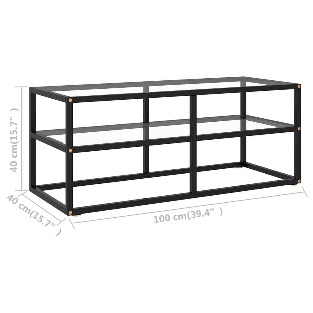 vidaXL TV Cabinet Black with Tempered Glass 100x40x40 cm
