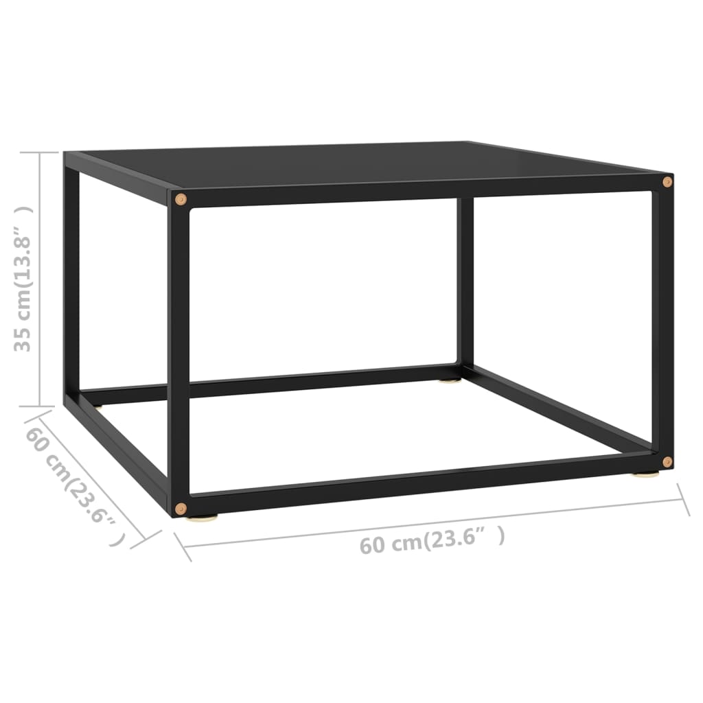 vidaXL Coffee Table | Black | Tempered glass | 60x60x35 cm | Durable