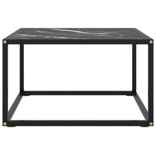 vidaXL Coffee Table Black with Black Marble Glass 60x60x35 cm