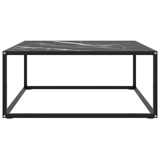322878 vidaXL Coffee Table Black with Black Marble Glass 80x80x35 cm