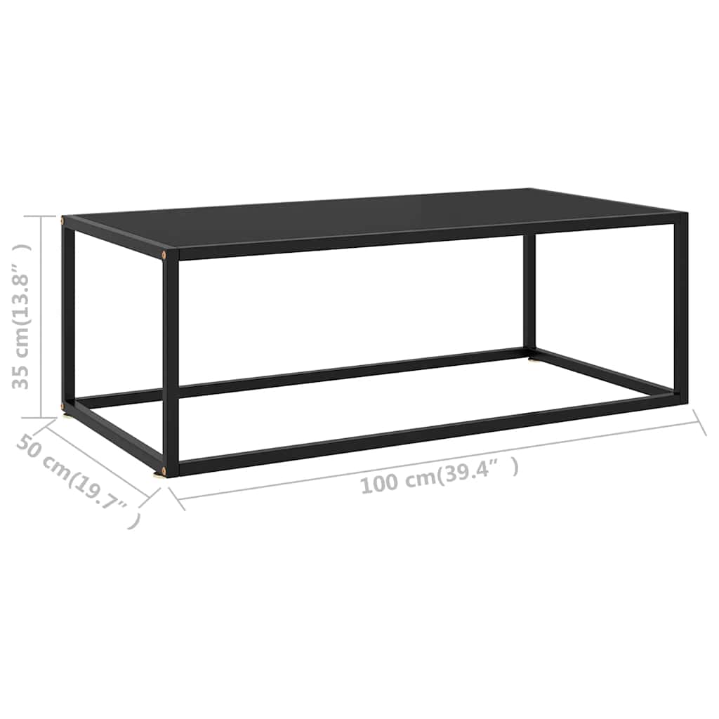 vidaXL Coffee Table Black with Black Glass 100x50x35 cm