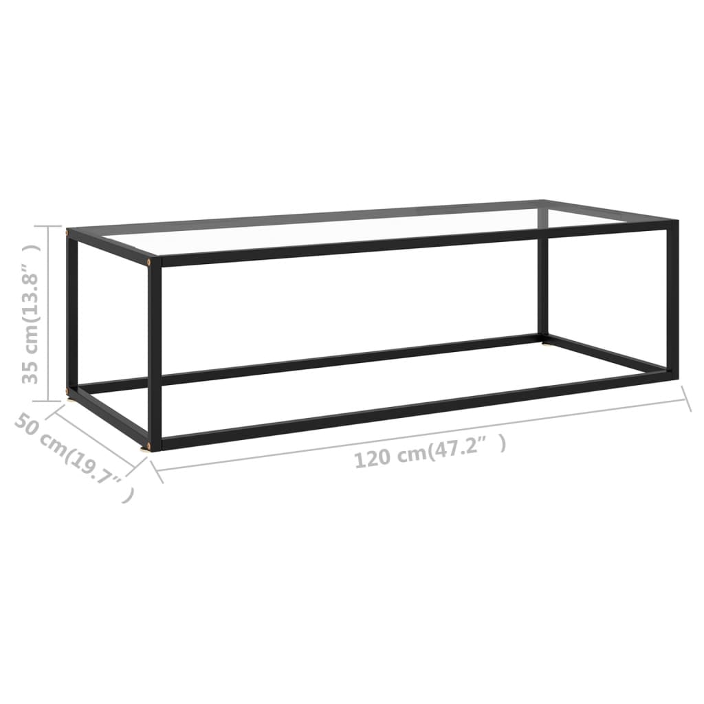 vidaXL Coffee Table Black with Tempered Glass 120x60x35 cm