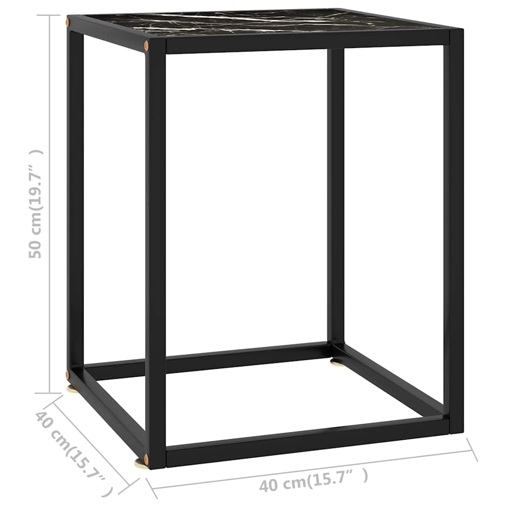 vidaXL Coffee Table Black with Black Marble Glass 40x40x50 cm