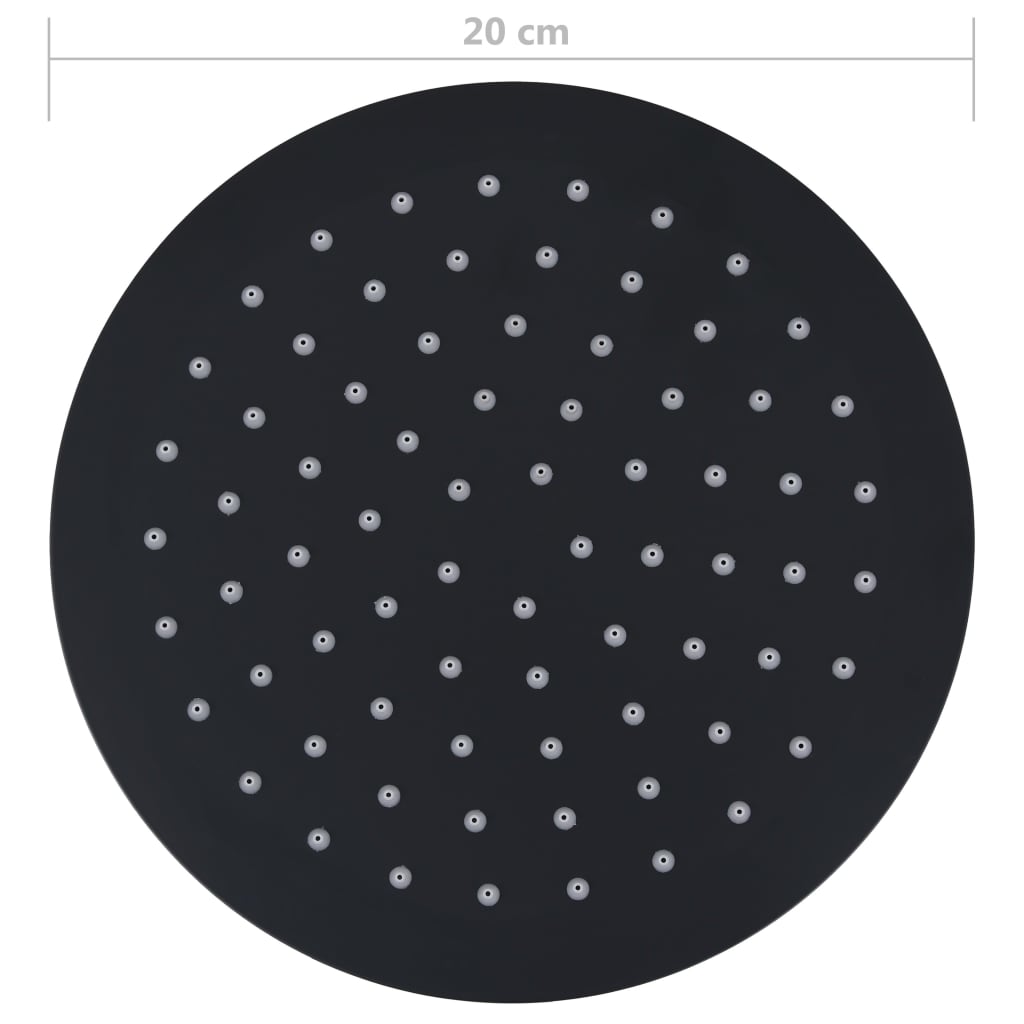 vidaXL Rain Shower Head Stainless Steel 20 cm Round Black