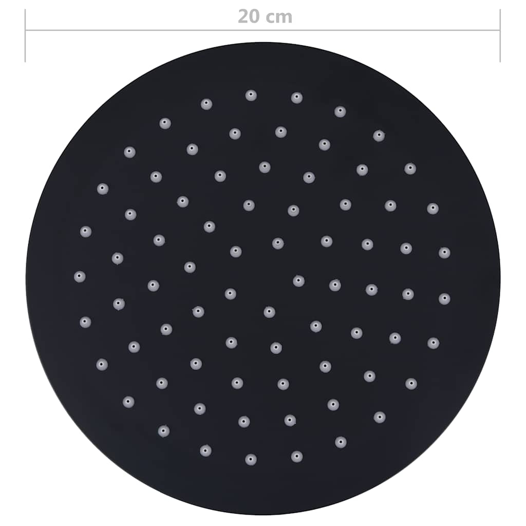 vidaXL Rain Shower Head Stainless Steel 20 cm Round Black