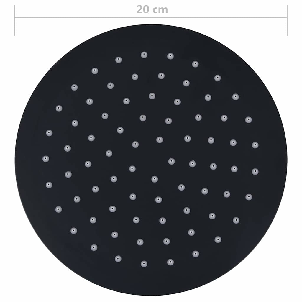 vidaXL Rain Shower Head Stainless Steel 20 cm Round Black