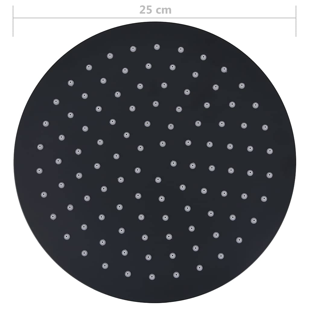 147691 vidaXL Rain Shower Head Stainless Steel 25 cm Round Black