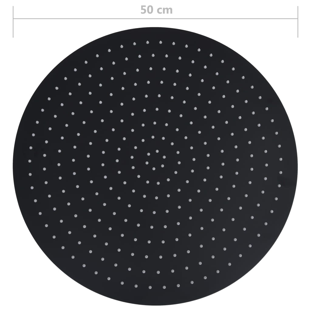 vidaXL Rain Shower Head Stainless Steel 50 cm Round Black