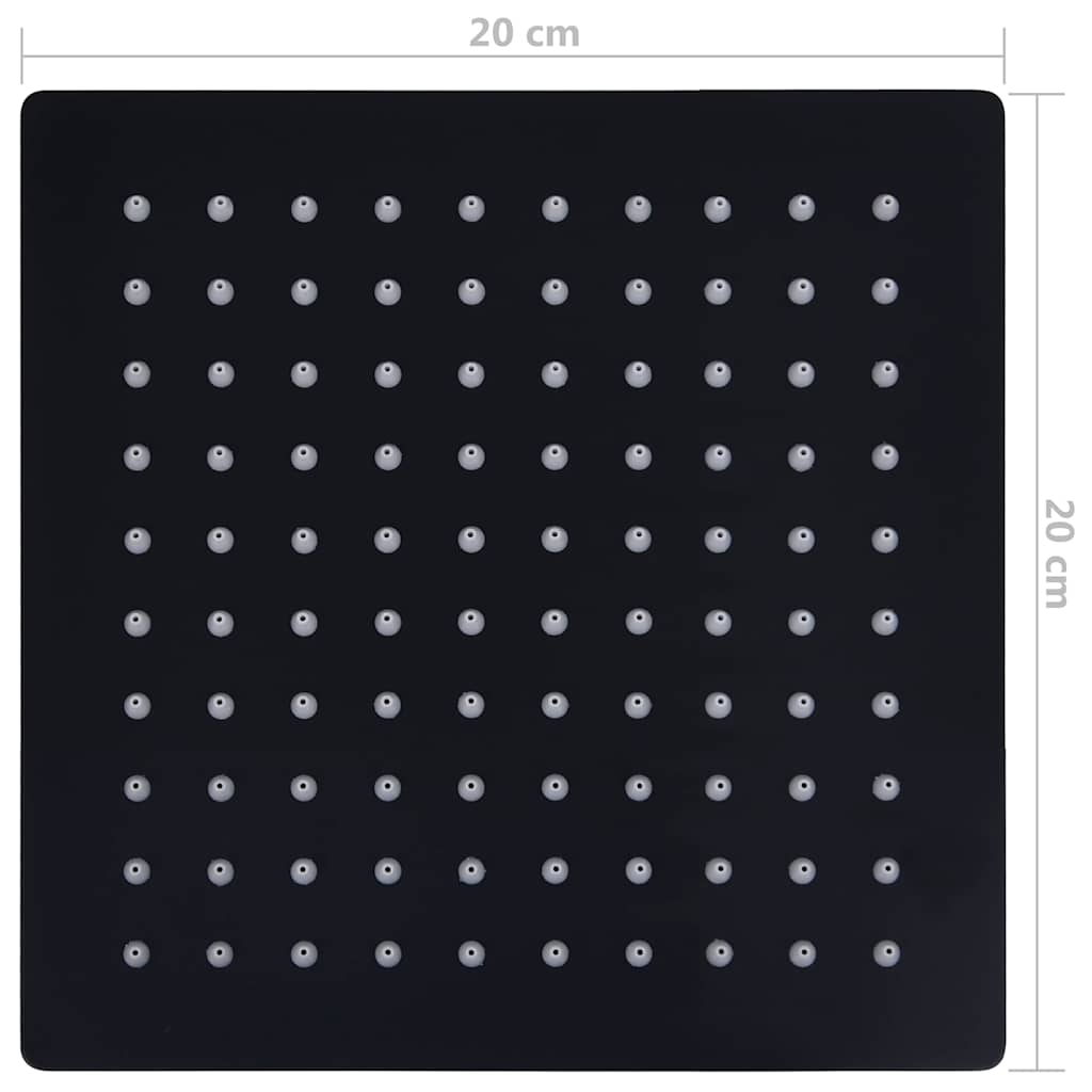 147695 vidaXL Rain Shower Head Stainless Steel 20x20 cm Square Black