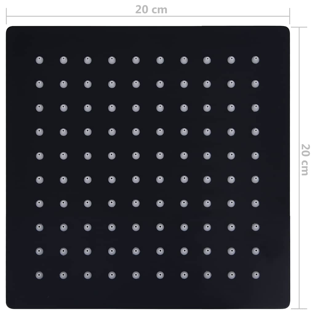 vidaXL Rain Shower Head Stainless Steel 20x20 cm Square Black