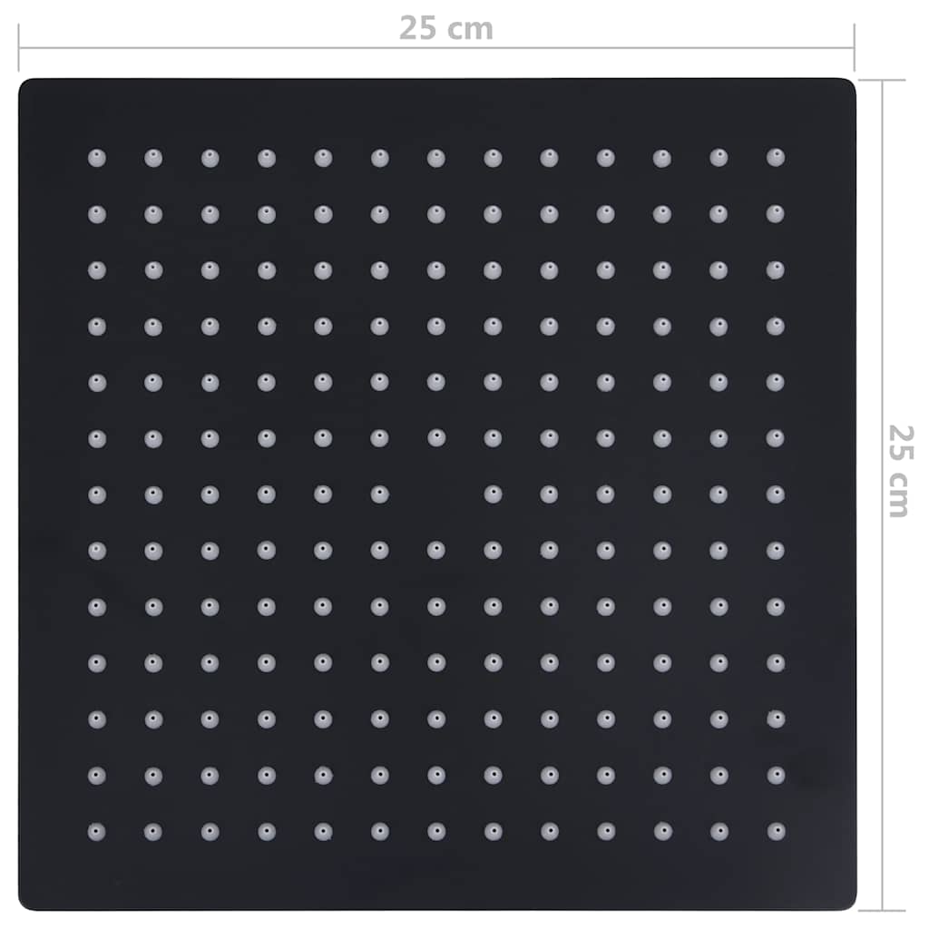 147696 vidaXL Rain Shower Head Stainless Steel 25x25 cm Square Black