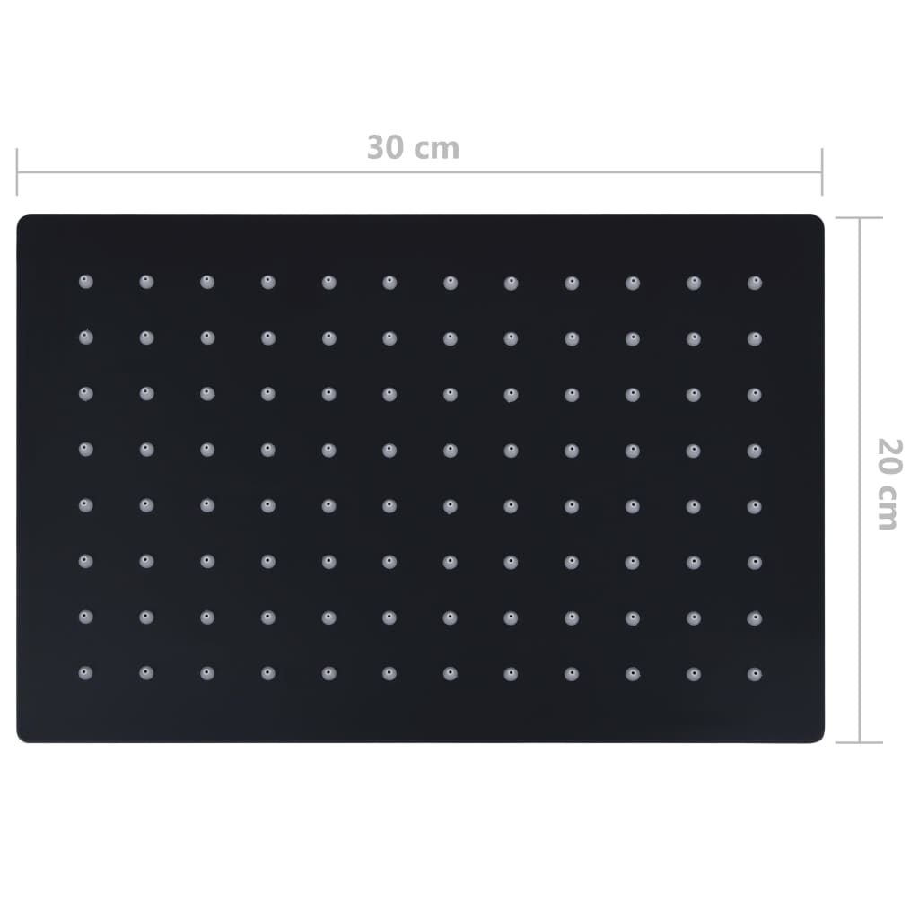 vidaXL Rain Shower Head Stainless Steel 30x20 cm Rectangular Black