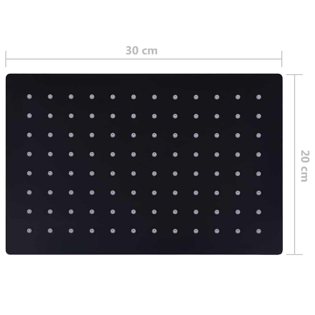 vidaXL Rain Shower Head Stainless Steel 30x20 cm Rectangular Black