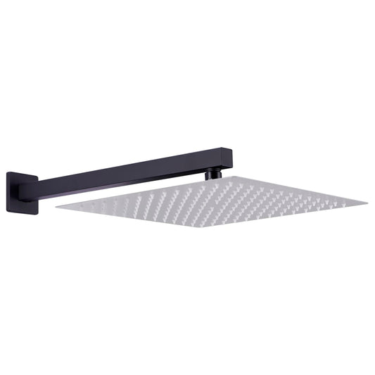 vidaXL Shower Support Arm Square Stainless Steel 201 Black 30 cm