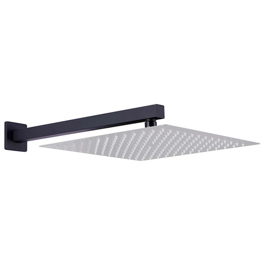 vidaXL Shower Support Arm Square Stainless Steel 201 Black 30 cm