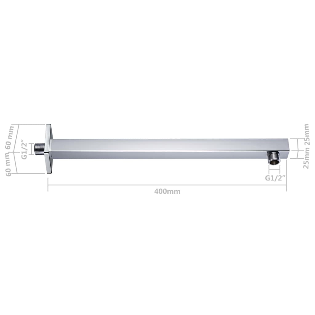 vidaXL Shower Support Arm Square Stainless Steel 201 Silver 40 cm