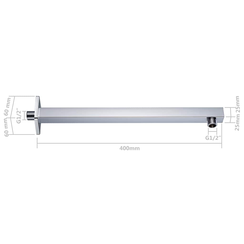 vidaXL Shower Support Arm Square Stainless Steel 201 Silver 40 cm
