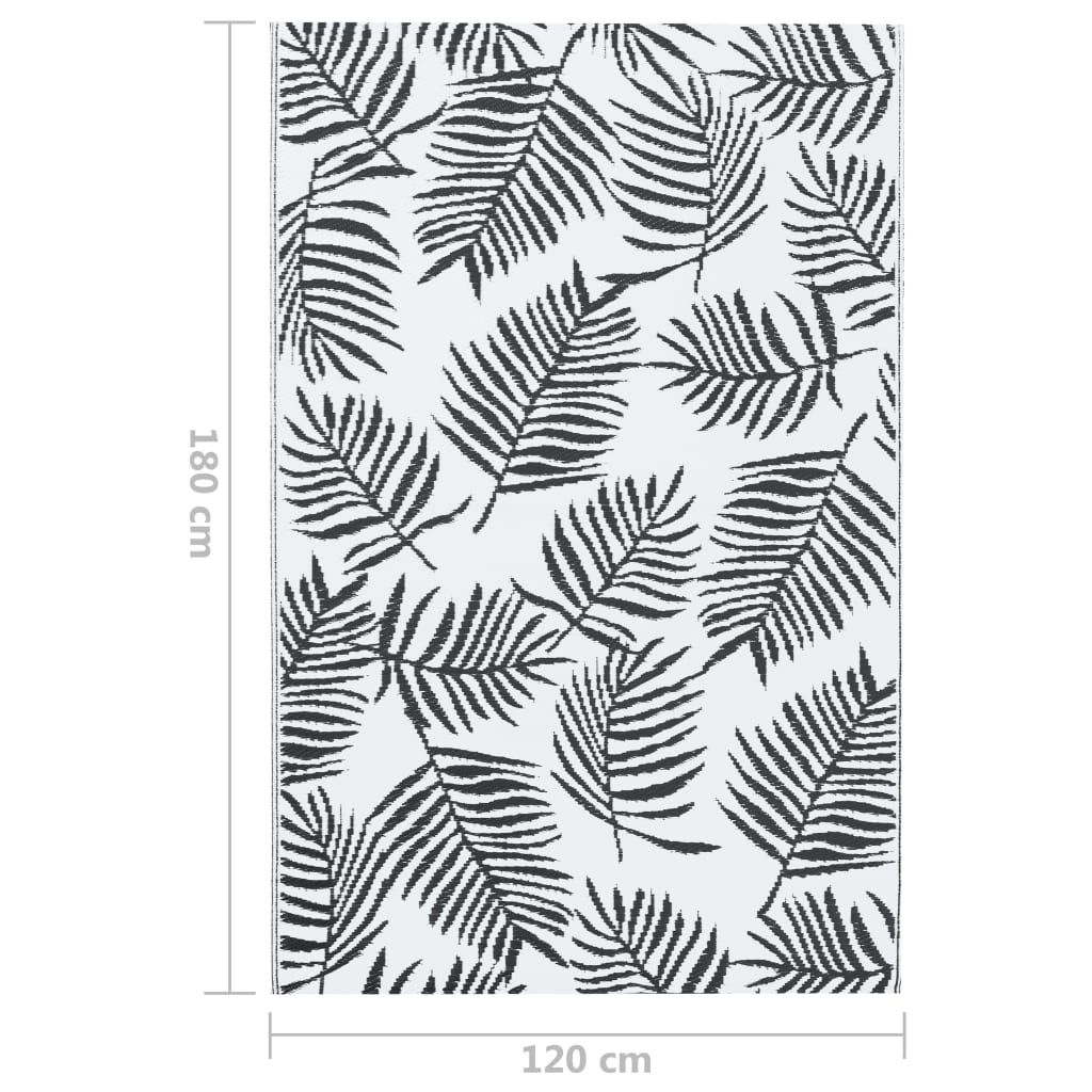 vidaXL Outdoor Carpet ARAKIL White and Black 120x180 cm PP