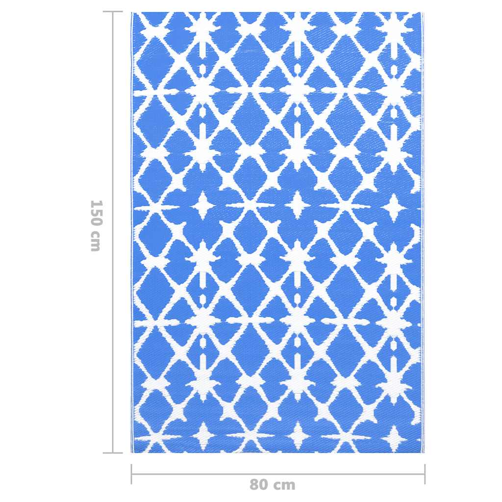 vidaXL Outdoor Carpet ARAKIL Blue and White 80x150 cm PP