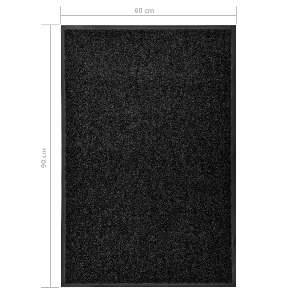 vidaXL Doormat Washable Black 60x90 cm