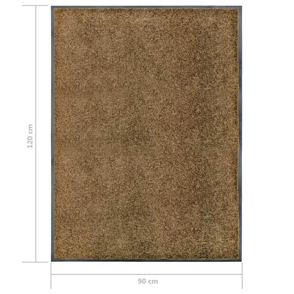 vidaXL Doormat Washable Brown 90x120 cm