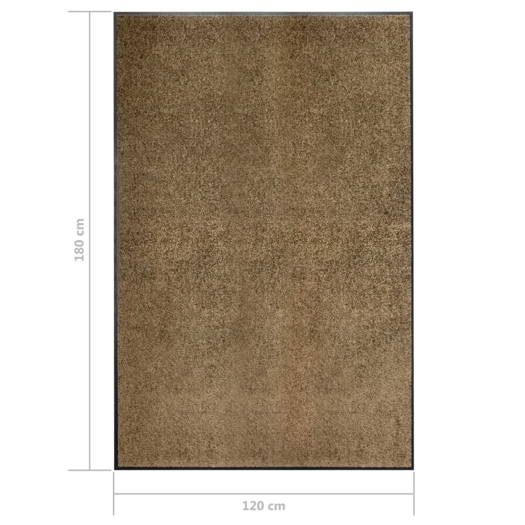 vidaXL Doormat Washable Brown 120x180 cm