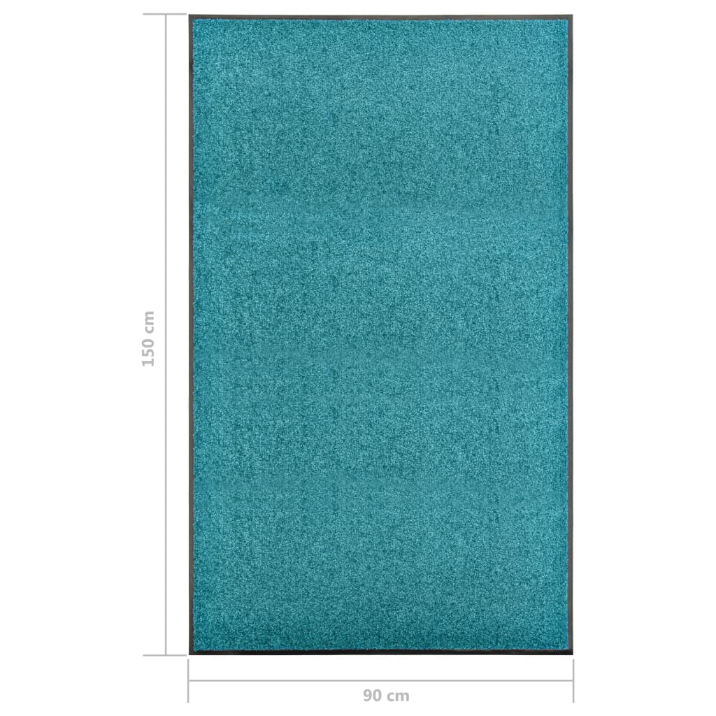 vidaXL Door Mat | Cyan | 100% polyamide surface with PVC backing | 90 x 150 cm