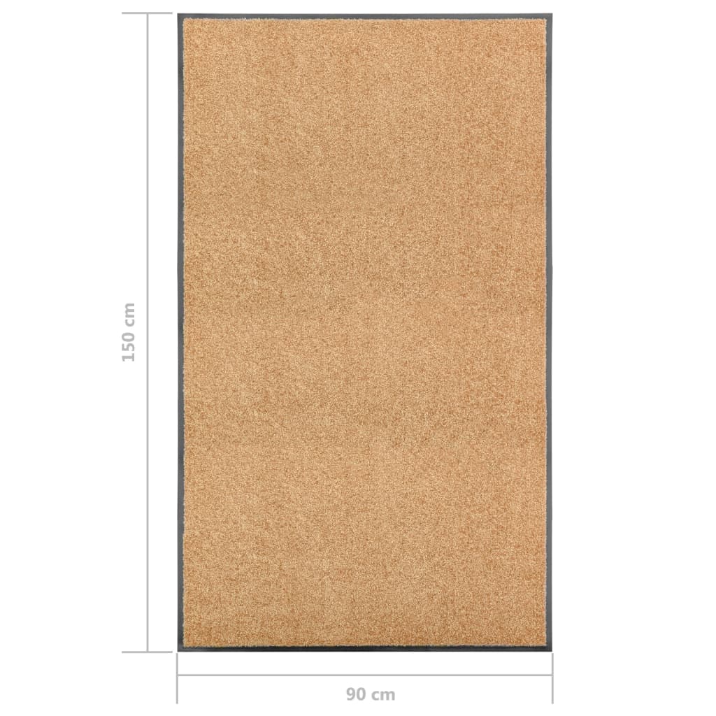 vidaXL Doormat Washable Cream 90x150 cm