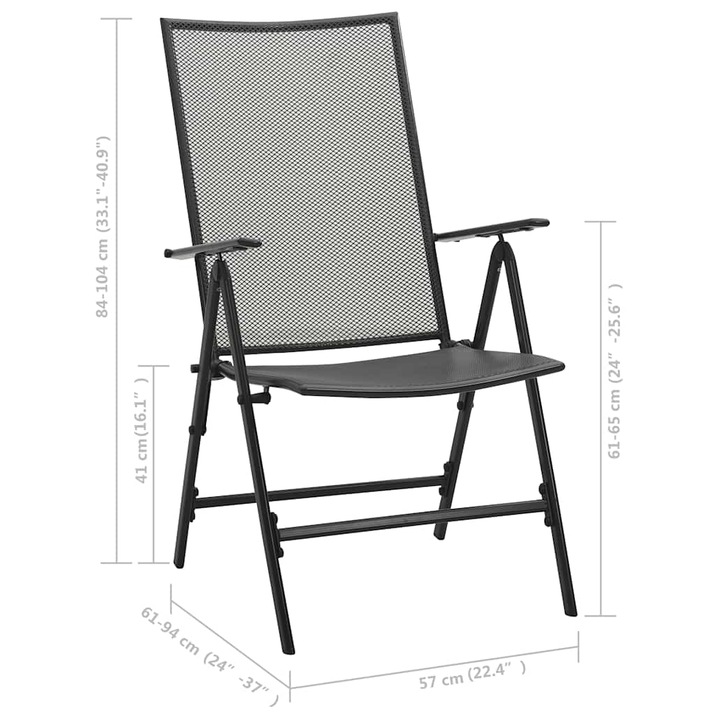 vidaXL Folding Mesh Chairs 4 pcs Steel Anthracite