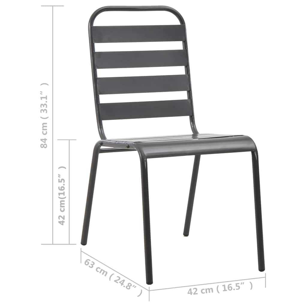 310155 vidaXL Outdoor Chairs 4 pcs Slatted Design Steel Dark Grey