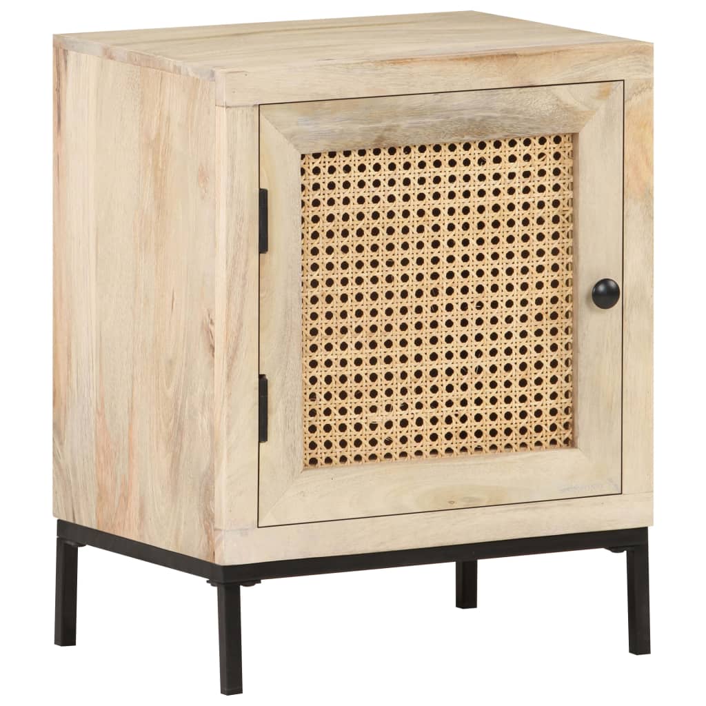 vidaXL Bedside Cabinet | Bleached Mango Wood | Solid Mango Wood | 40x30x50 cm