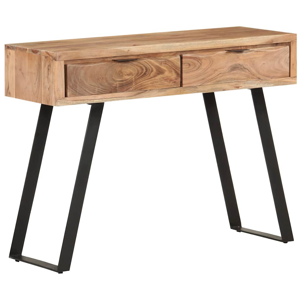 vidaXL Console Table | Natural Acacia, Black | Solid Acacia wood, Steel | 100 cm