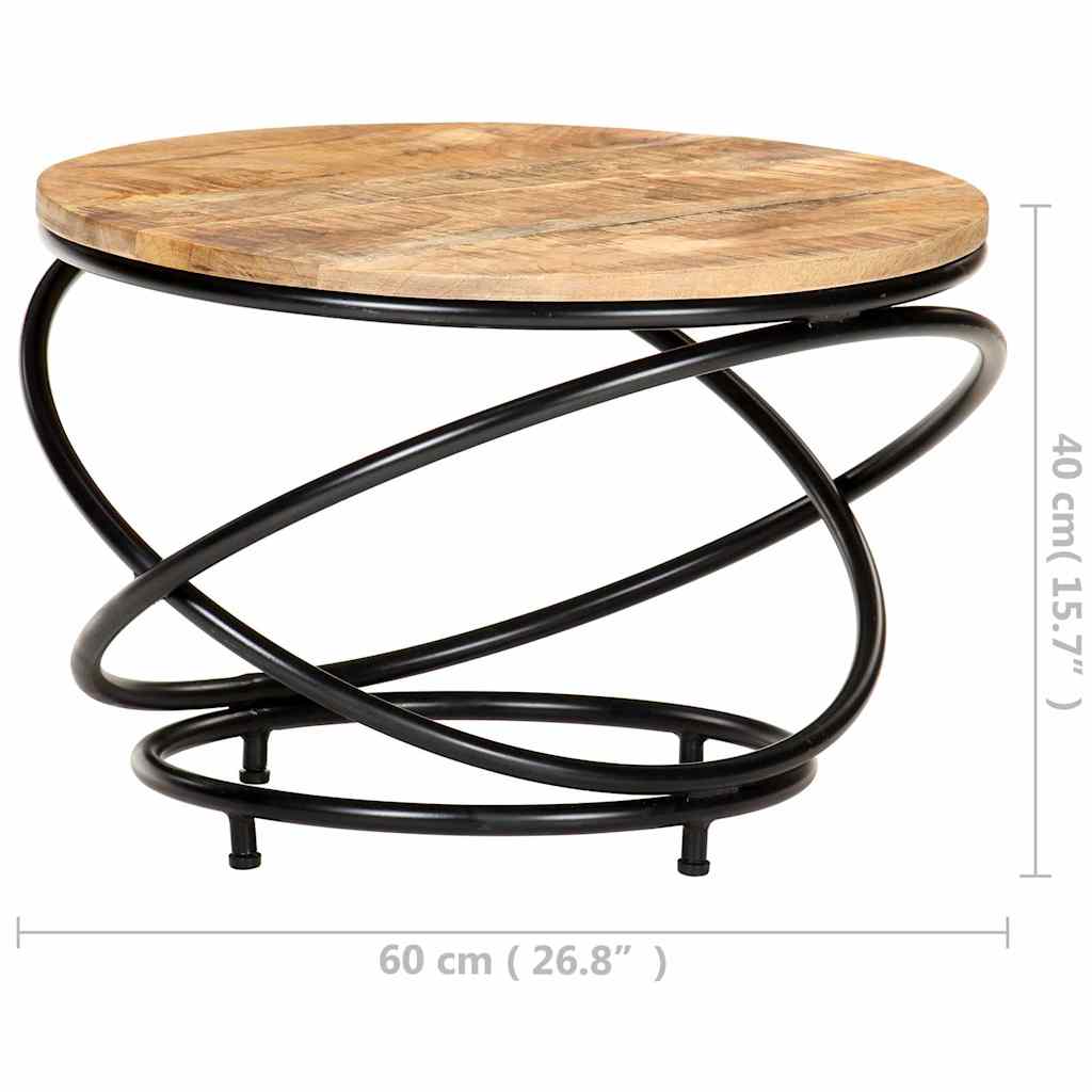 vidaXL Coffee Table Black 60x60x40 cm Solid Rough Mango Wood