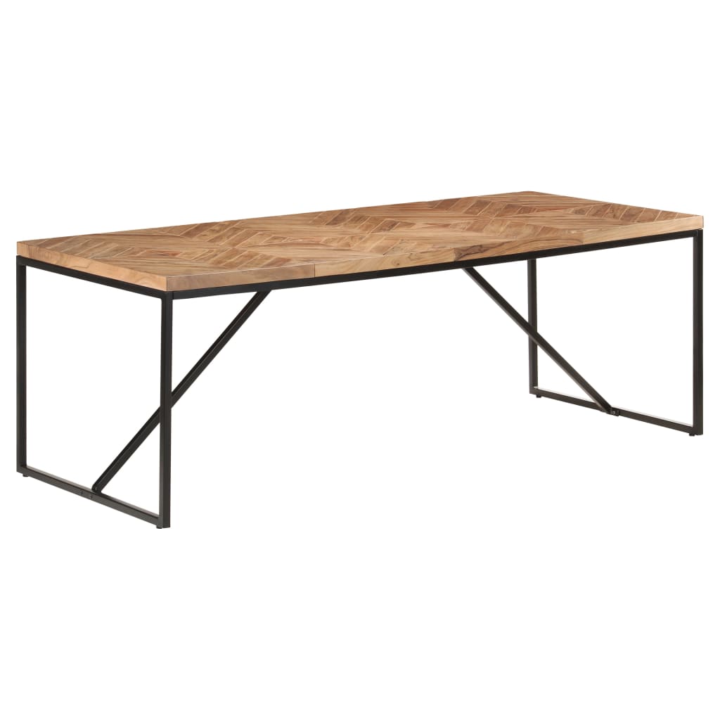 vidaXL Dining Table | Natural wood with black legs | Solid Acacia wood