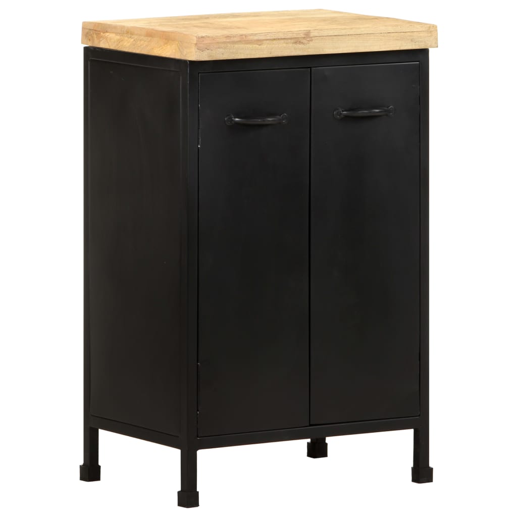 vidaXL Sideboard | Rough mango wood with a natural finish and black iron