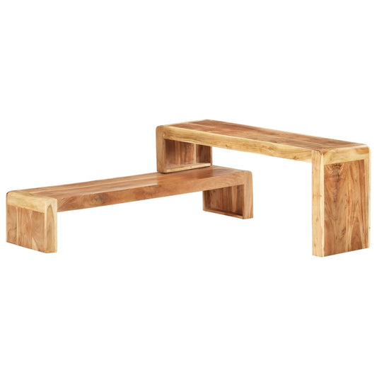 vidaXL 2 Piece TV Cabinet Solid Acacia Wood