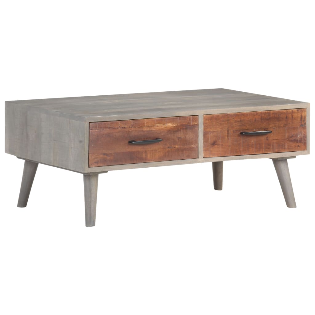 vidaXL Coffee Table | Grey | Solid Rough Mango Wood | Medium | Coffee Table