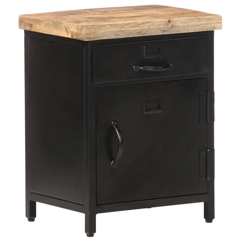 vidaXL Bedside Cabinet | Black and natural wood