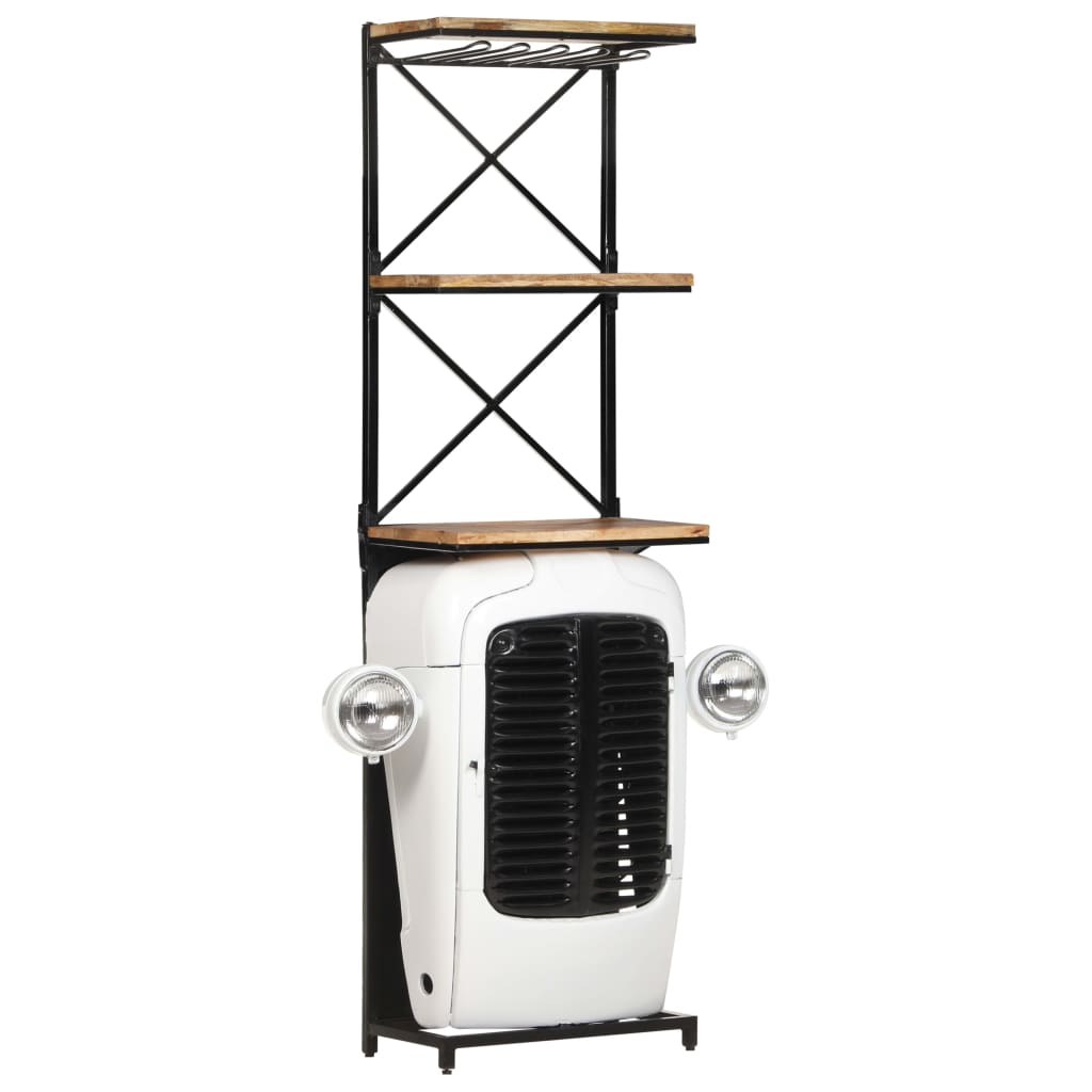 vidaXL Tractor Wine Cabinet White 49x31x172 cm Rough Mango Wood