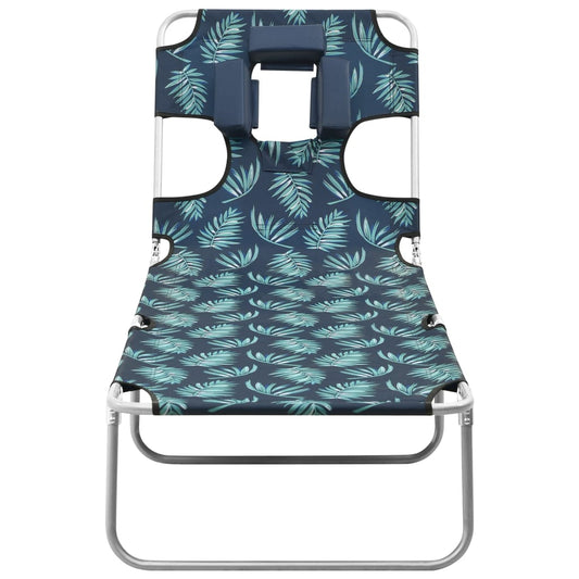 vidaXL Sun Lounger | Leaves print | Sturdy steel frame, fabric (100% polyester)
